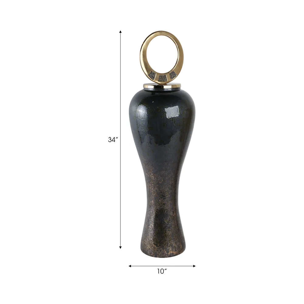 THORNTON BLACK GLASS VASE 34 (IN)