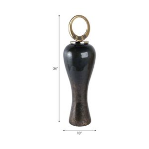 THORNTON BLACK GLASS VASE 34 (IN) 9