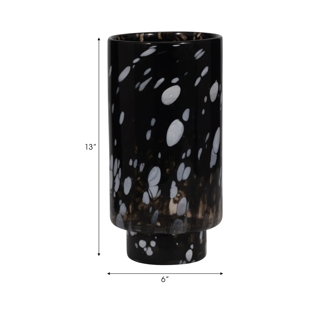 BAKERWOOD BLACK GLASS VASE 13 (IN)