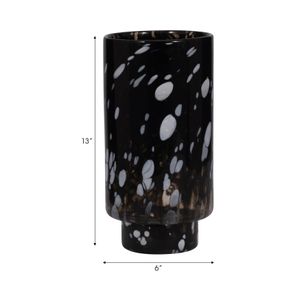BAKERWOOD BLACK GLASS VASE 13 (IN) 9