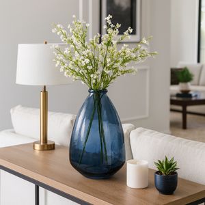 SUTTONWORTH BLUE GLASS VASE 15 (IN) 2