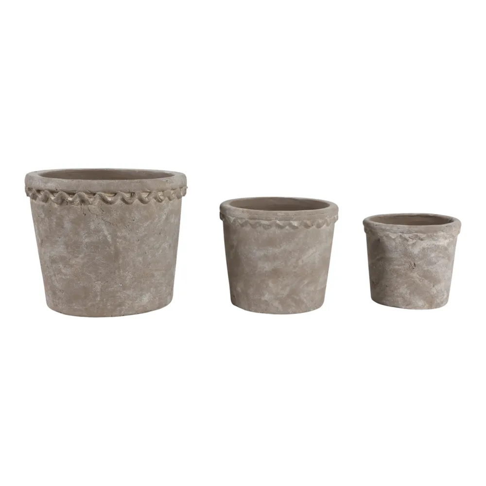 TATESIDE SET OF 3 GRAY PLANTER 8 (IN)