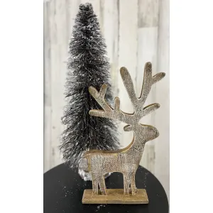 Whitewashed Crackle Deer 16x8in 1