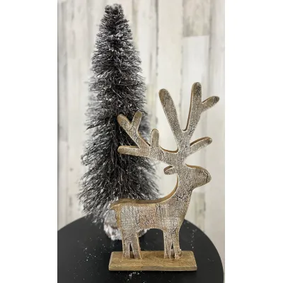 Whitewashed Crackle Deer 16x8in