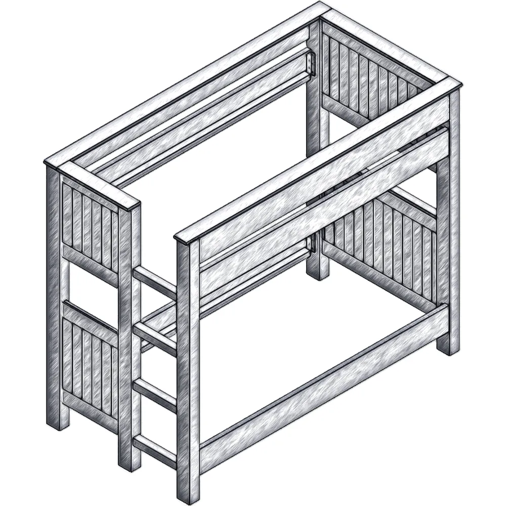 Barnwood Bunk Bed - Single/Single - Ladder Right
