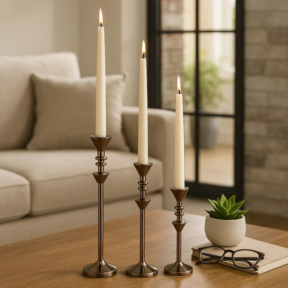 BREWERHAM SET OF 3 BRONZE CANDLESTICK 16 (IN)