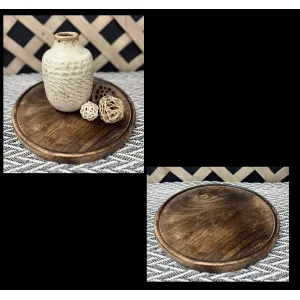 Dark Wood Round Plate 12x12x1in 3