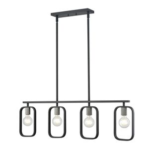 Dylan 39'' Wide 4-Light Linear Chandelier - Matte Black with Nickel Sockets 1
