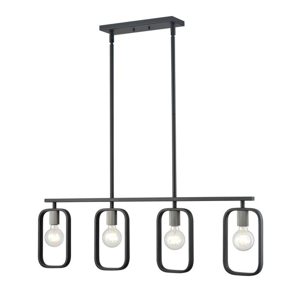 Dylan 39'' Wide 4-Light Linear Chandelier - Matte Black with Nickel Sockets