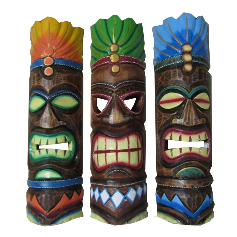 19-1/2" BRIGHT TIKI MASK 3-ASST