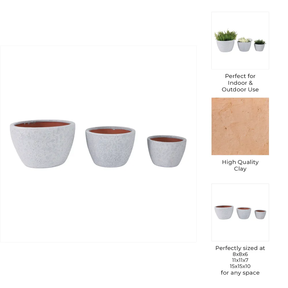 BYRONHAM SET OF 3 WHITE PLANTER 10 (IN)