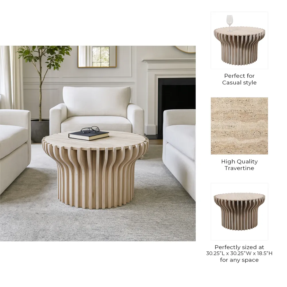 INGRIDBEACH WHITE COFFEE TABLE 19 (IN)