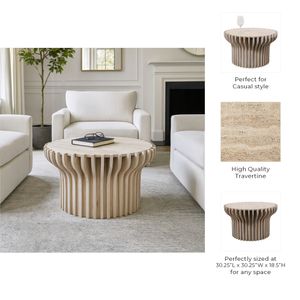 INGRIDBEACH WHITE COFFEE TABLE 19 (IN) 10