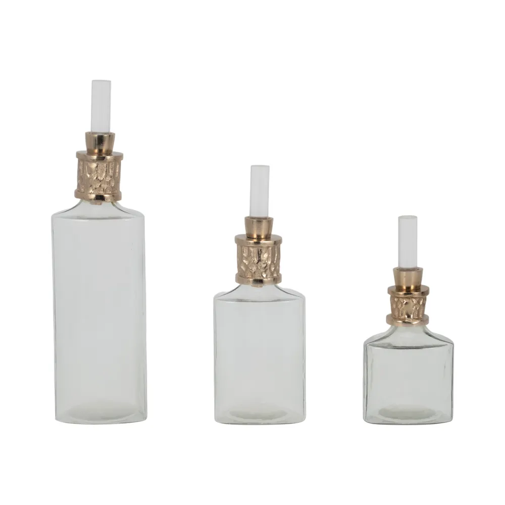 HOUSTONCROSS SET OF 3 GOLD GLASS VASES 17 (IN)