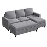 Degnan 78.7'' Upholstered Sofa Chaise with Storage Stool 2