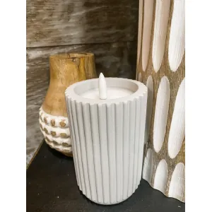 Gray Cement Look Glow Pillar 3x5in 2