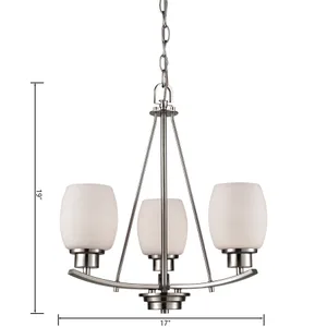 Casual Mission 17'' Wide 3-Light Chandelier - Brushed Nickel 2