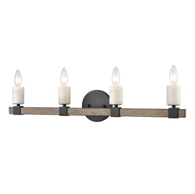 Stone Manor 30″ Wide 4-Light Vanity Light - Matte Black