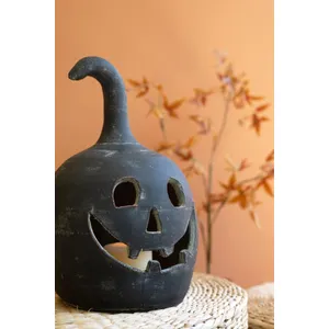 Set of 2 Black Clay Jack-O-Lanterns 2