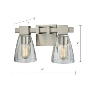 Ensley 12'' Wide 2-Light Vanity Light - Satin Nickel 2