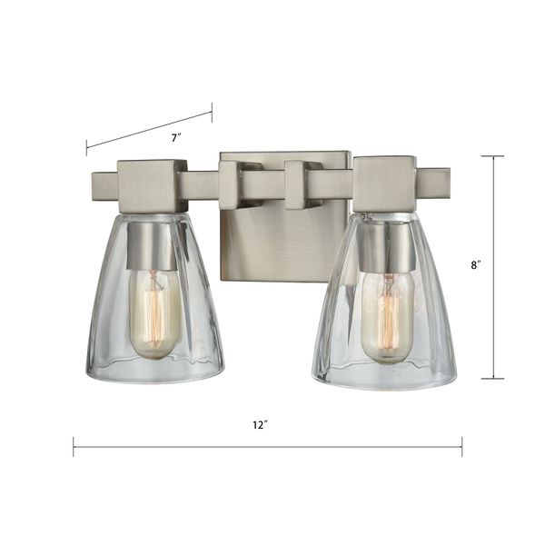 Ensley 12'' Wide 2-Light Vanity Light - Satin Nickel