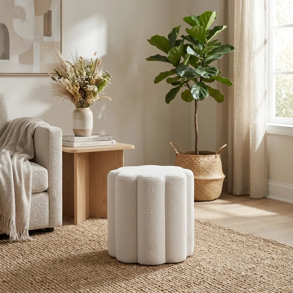 DIGBYRUN WHITE OTTOMAN 18 (IN)