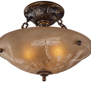 Restoration 16'' Wide 3-Light Semi Flush Mount - Antique Golden Bronze 1