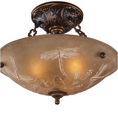 Restoration 16″ Wide 3-Light Semi Flush Mount - Antique Golden Bronze