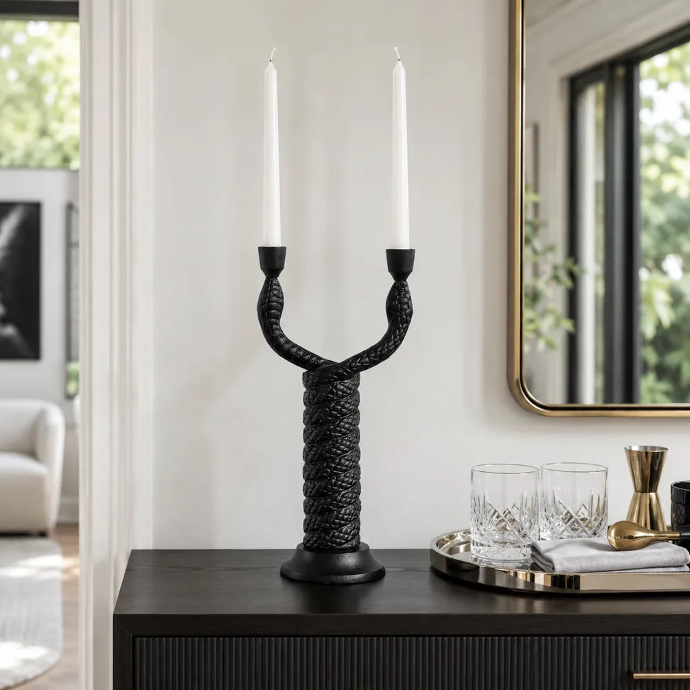 NICOLEHAVEN BLACK CANDLE HOLDER 16 (IN)