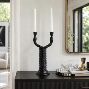 NICOLEHAVEN BLACK CANDLE HOLDER 16 (IN) 2