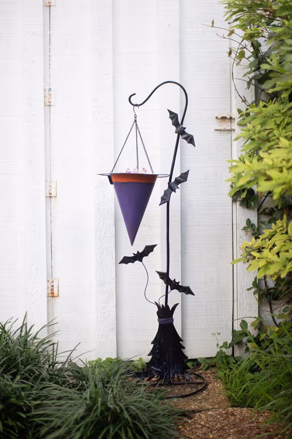 Painted Metal Halloween Witch Hat Candy Holder
