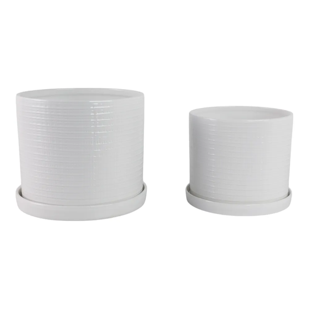 REEDBURN SET OF 2 WHITE PLANTER 11 (IN)