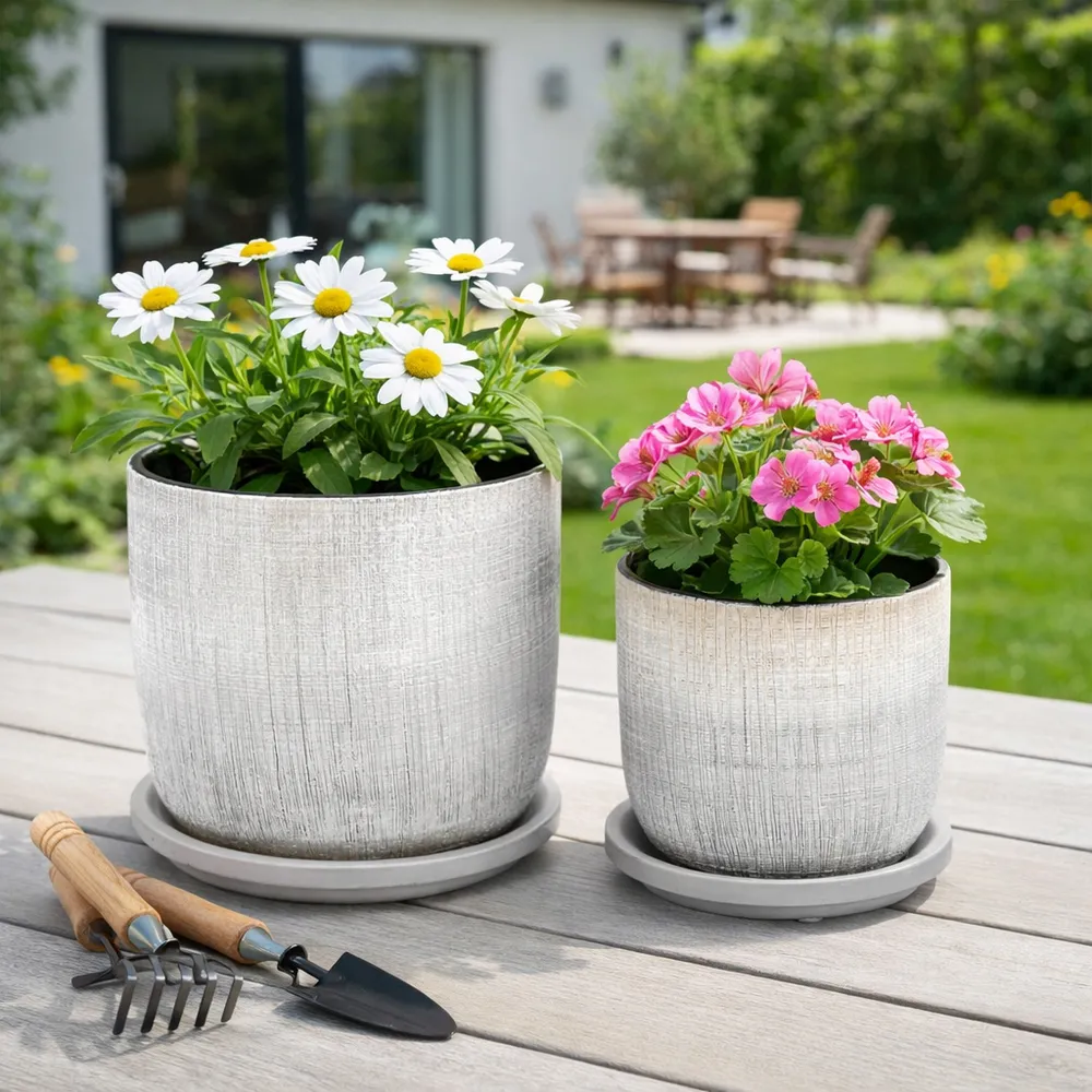 PEARLFIELD SET OF 2 SILVER PLANTER 6 (IN)