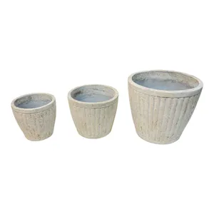 DUFFYLAKE SET OF 3 TAN PLANTER 13 (IN) 2