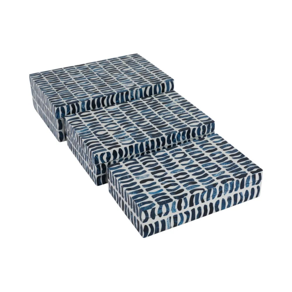PALMERLAND SET OF 3 BLUE BOXES 4 (IN)