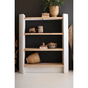 Textured Shelving Unit with Four Wooden Shelves 5