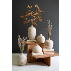 Set of 5 Turned Wood Bulb Vases 1