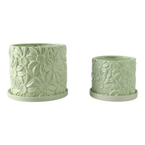 BOWENHAVEN SET OF 2 GREEN PLANTER 7 (IN) 4