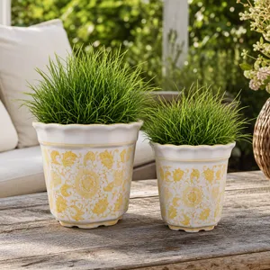 ENOCHFIELD SET OF 2 YELLOW PLANTER 7 (IN) 12