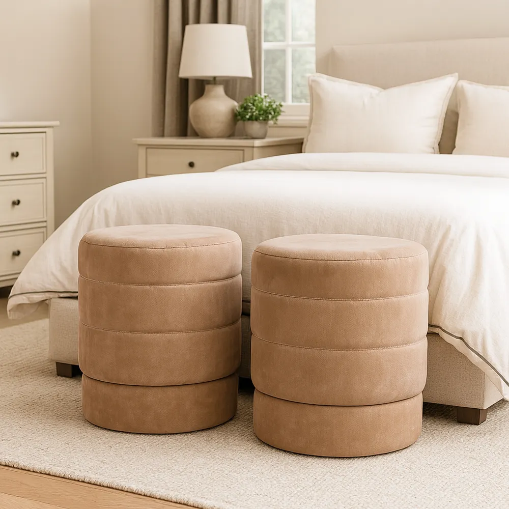 CALESTONE BROWN OTTOMAN 19 (IN)
