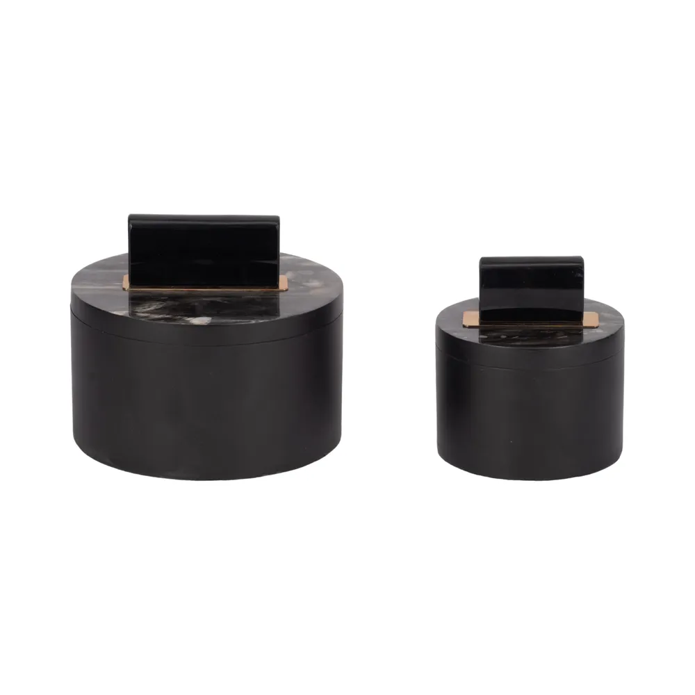 ELROYSIDE SET OF 2 BLACK BOXES 6 (IN)