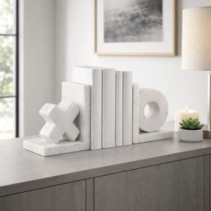 HASTINGSPORT SET OF 2 WHITE BOOKENDS 5 (IN) 11