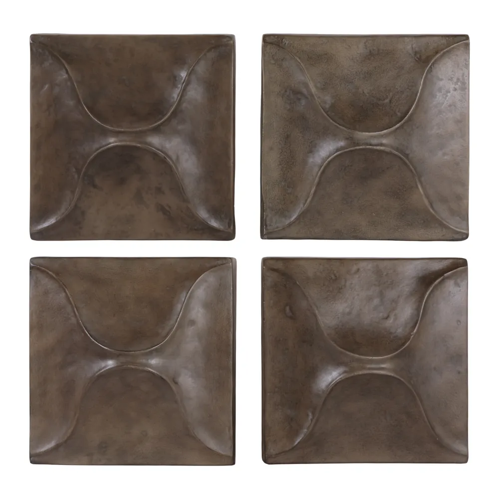HESTONCROSS SET OF 4 BROWN WALL SCULPTURES 28 (IN)