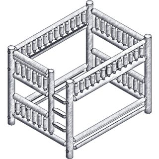 Cedar Log Bunk Bed - Queen/Queen - Ladder Right - Vintage