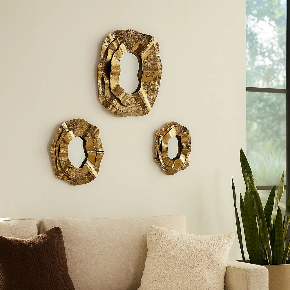 ASPENDALE SET OF 3 GOLD MIRRORS 3 (IN)