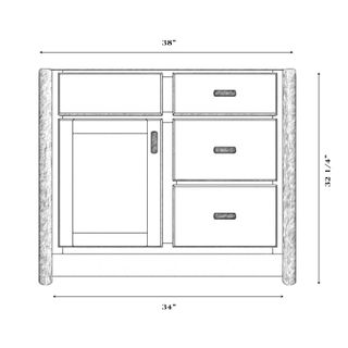 Hickory Log Vanity - 36-inch - without Top - Cognac - Sink Left