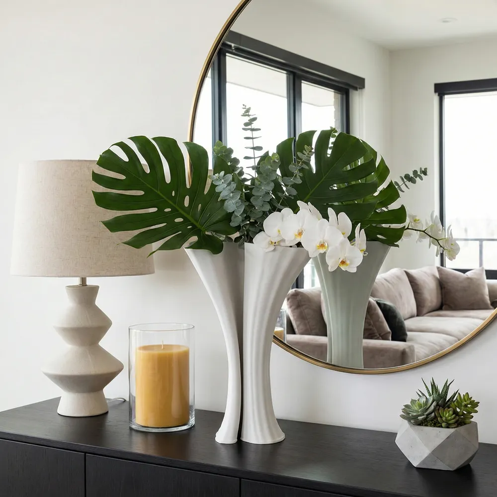 WRENMORE WHITE VASE 14 (IN)