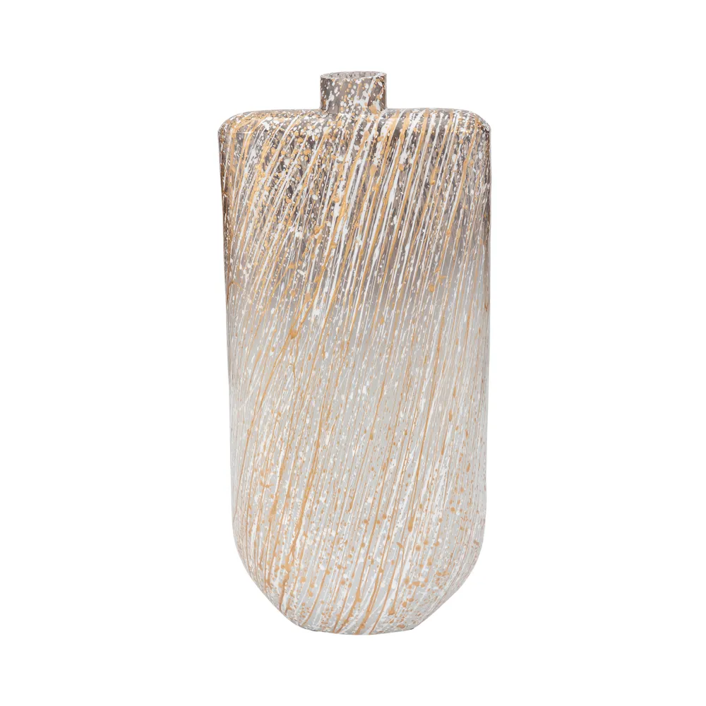 STONEWOOD IVORY GLASS VASE 16 (IN)