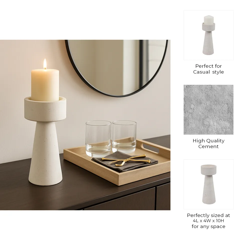 CARLIN WHITE CANDLE HOLDER 10 (IN)