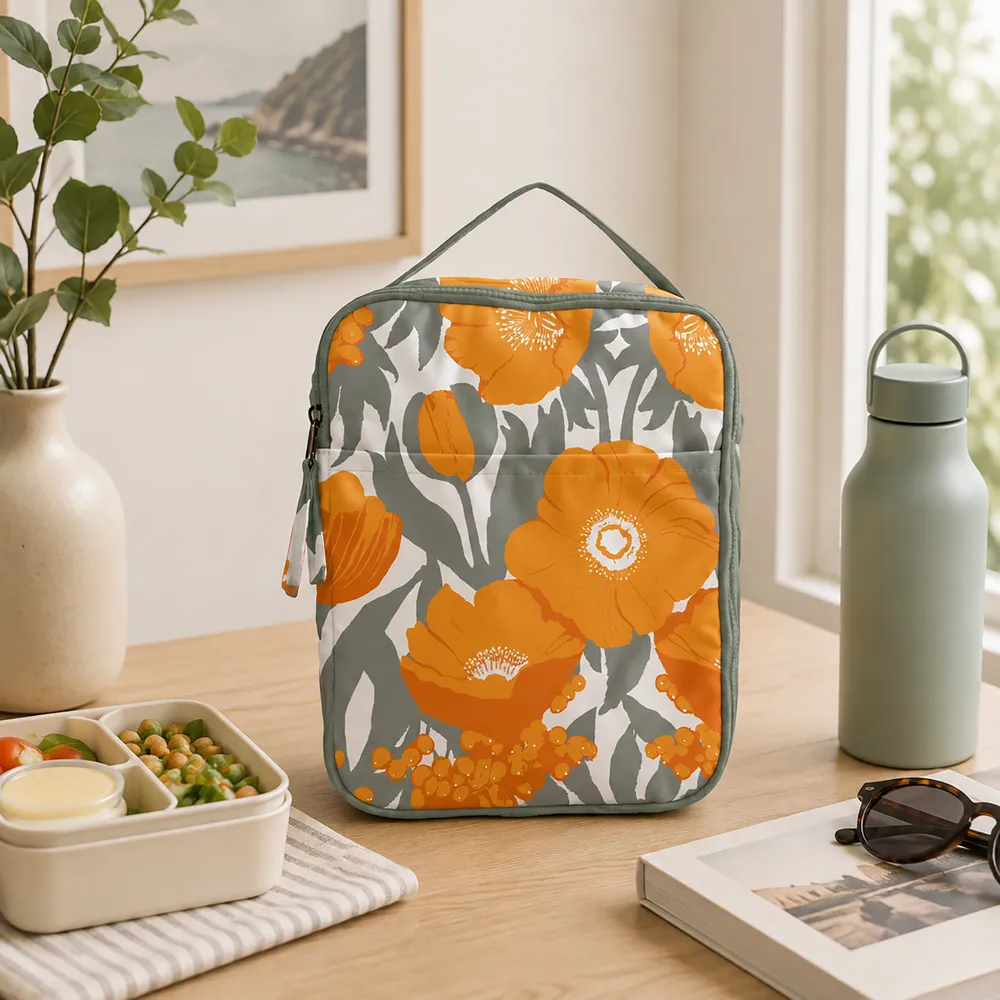 Icelandic Poppies Gold Lunch Tote